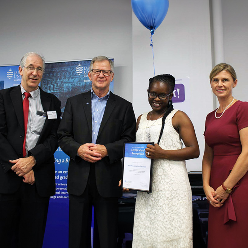 AWM receiving Certificate of Recognition from James Cook University Brisbane